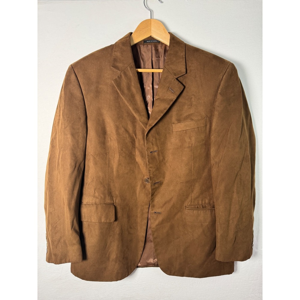 Faux Suede Alfani Sport Coat Mens Large Brown Excellent 3-Button Blazer